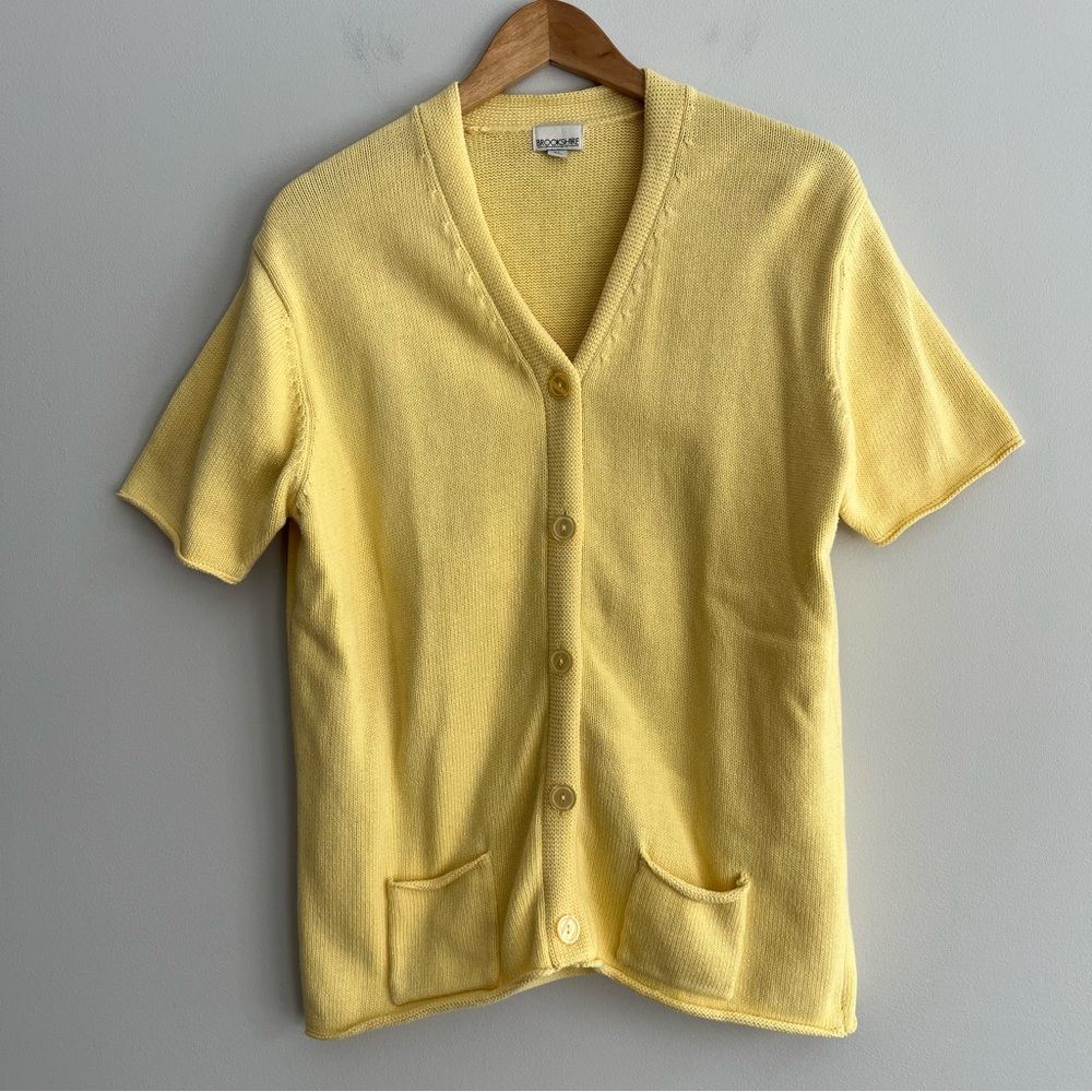 Brookshire Yellow Knit Short Sleeve Cardigan XL